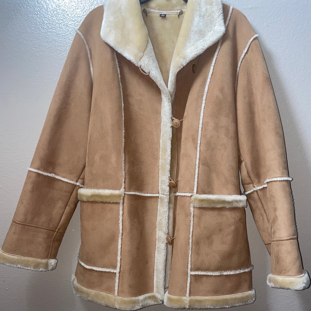 Fleet Street suede faux fur coat